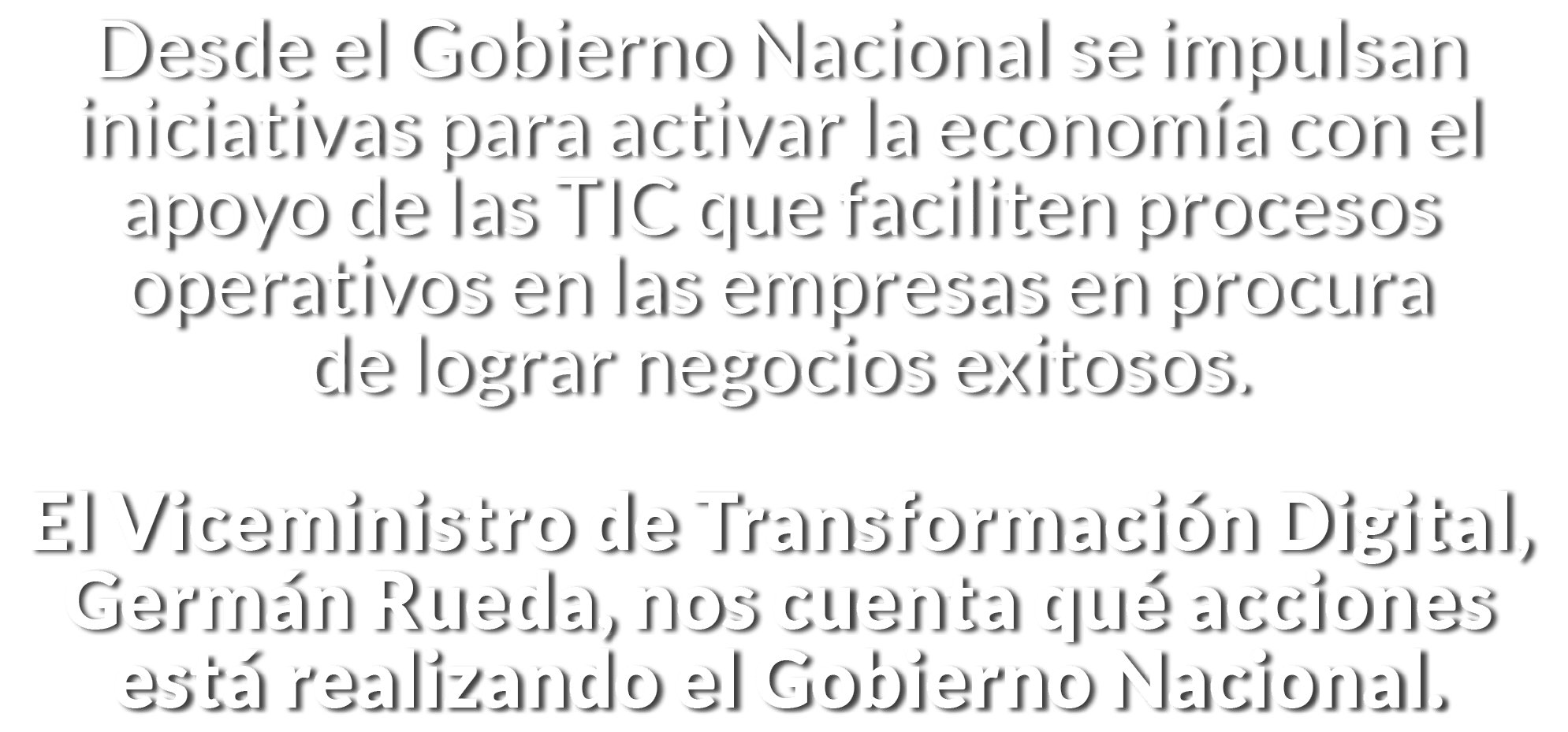 Desde el Gobierno Nacional se impulsan iniciativas para activar la econom a con el apoyo de las TIC que faciliten pro   